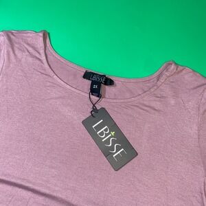 LBISSE 2X Womens Purple Tunic Top‎ 3/4 Sleeve Scoop Neck Asymmetric Hem